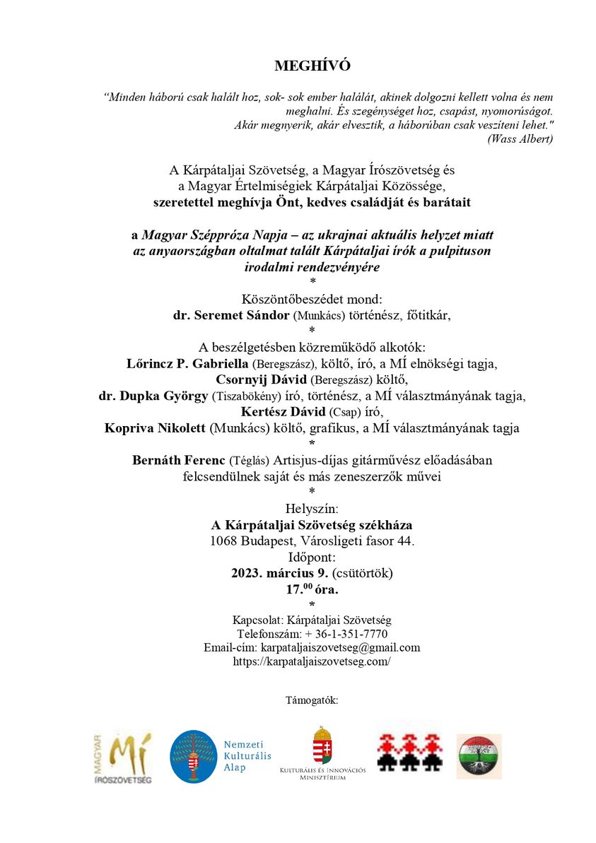 Kárpátaljai írók a pulpituson