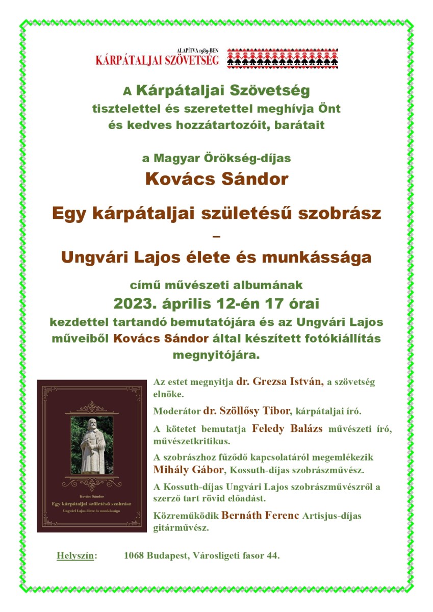 Ungvári Lajos élete és munkássága – Könyvbemutató április 12-én!